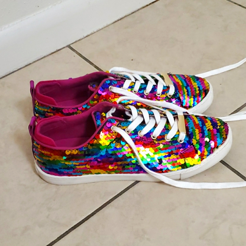 Aldo Rainbow Sequined Sneakers